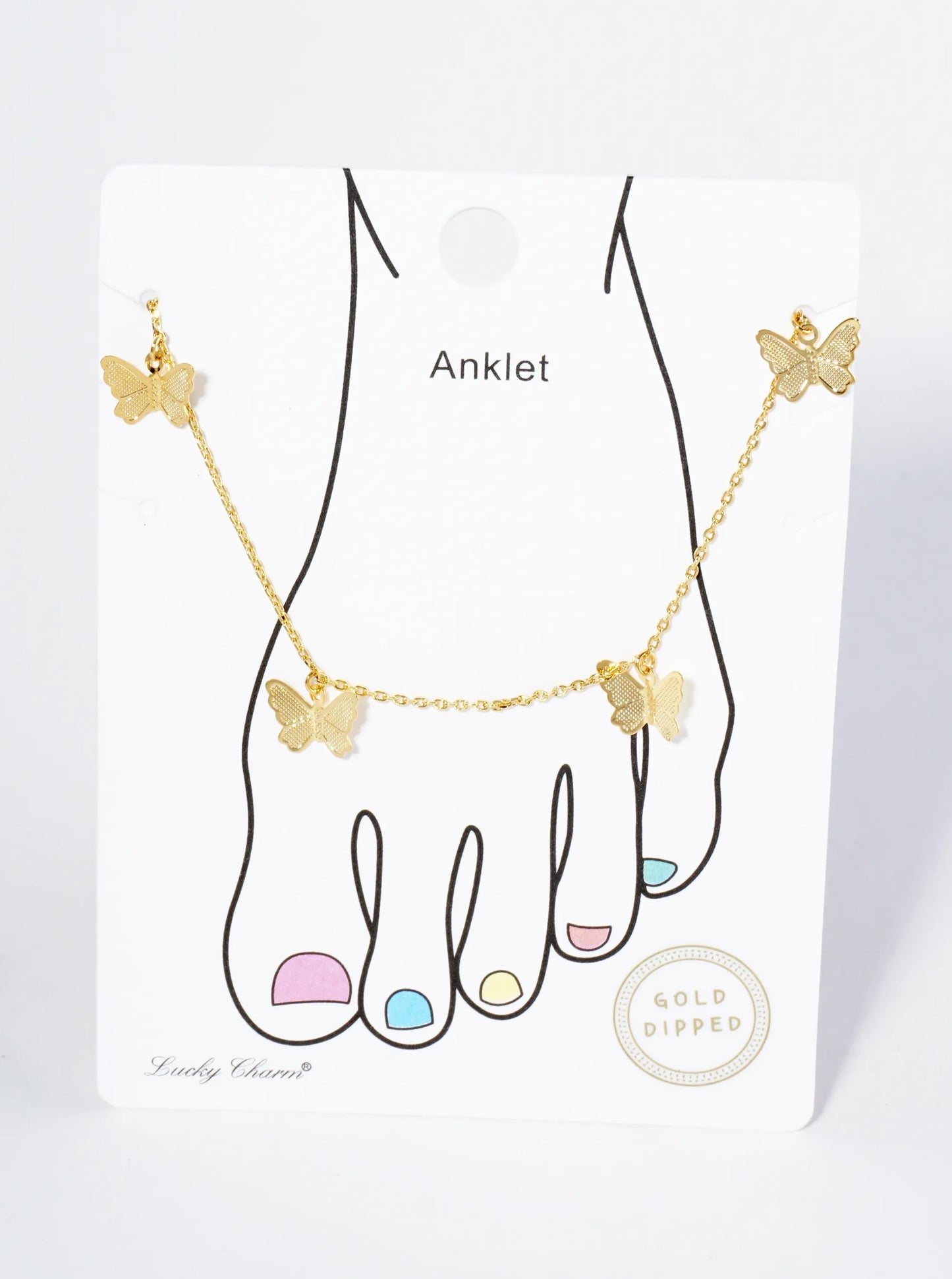 18K Gold Dipped Brass Filigree Small Butterflies Chain Anklet