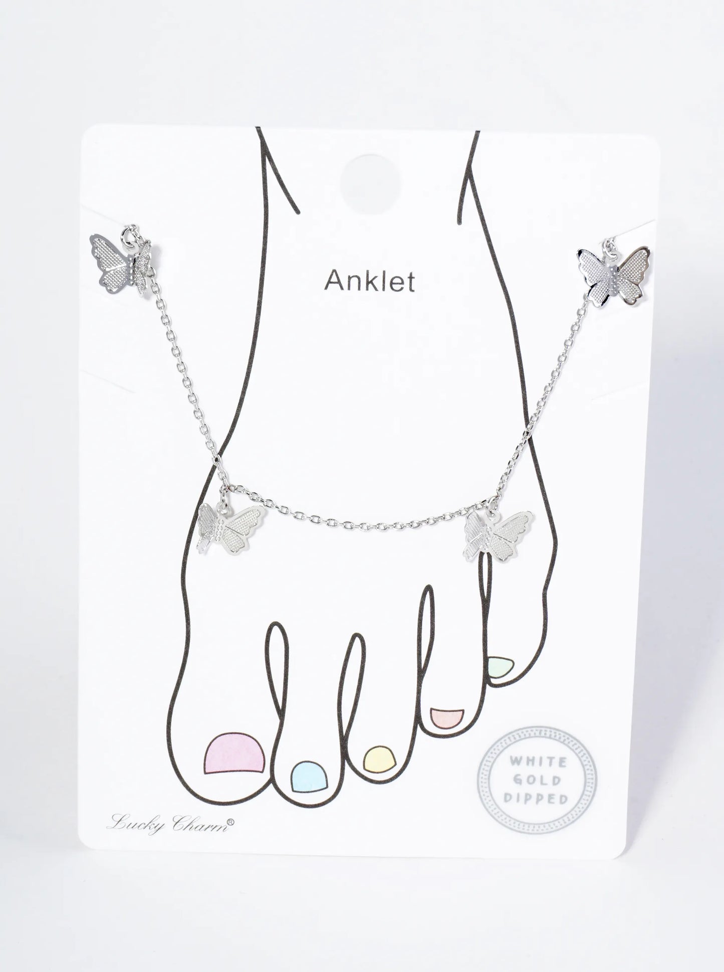 18K Gold Dipped Brass Filigree Small Butterflies Chain Anklet