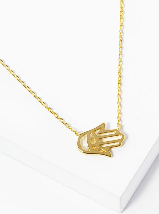 18K Gold Dipped Brass Hamsa Pendant Necklace