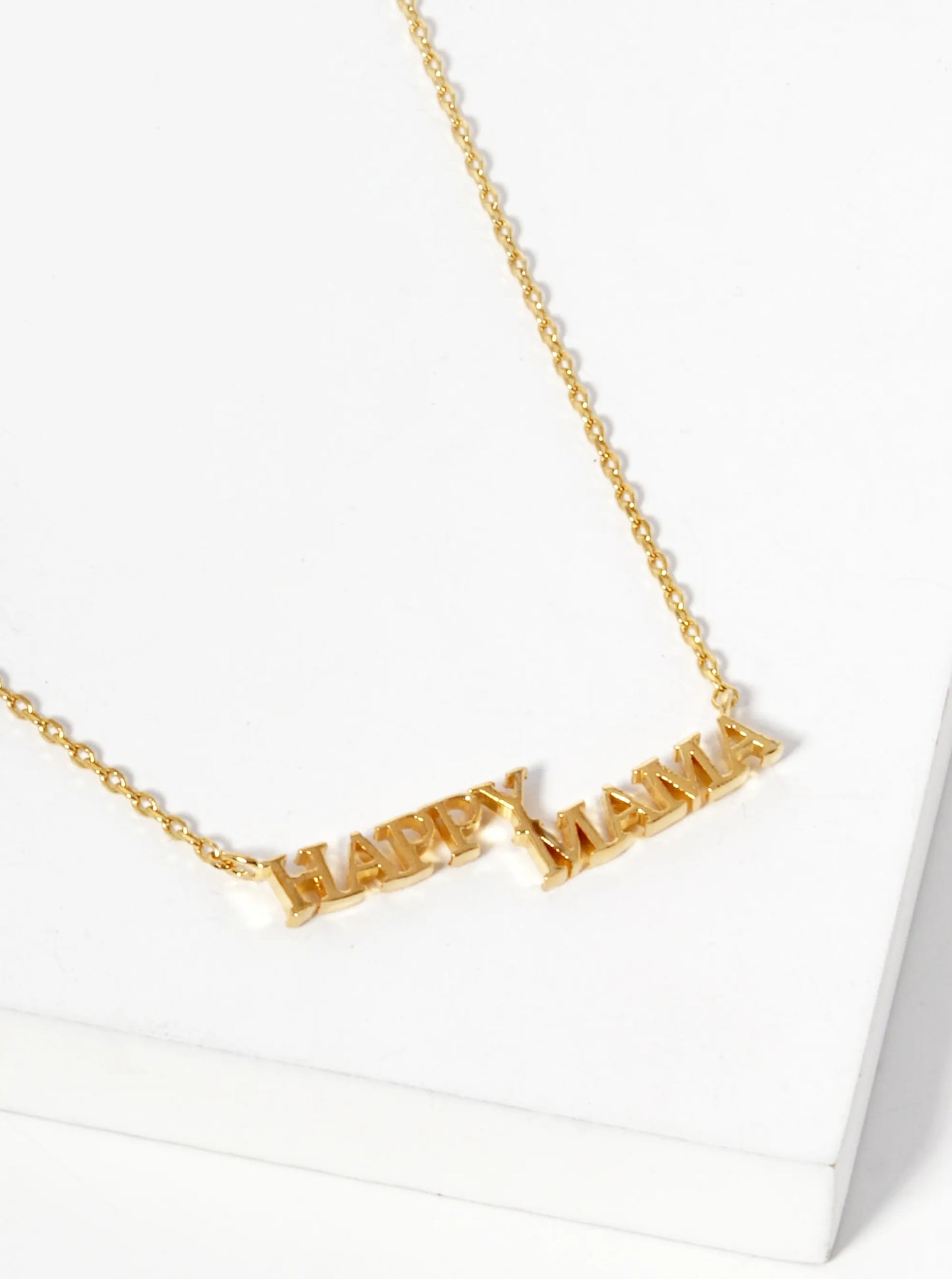 18K Gold Dipped Brass Happy Mama Pendant Necklace