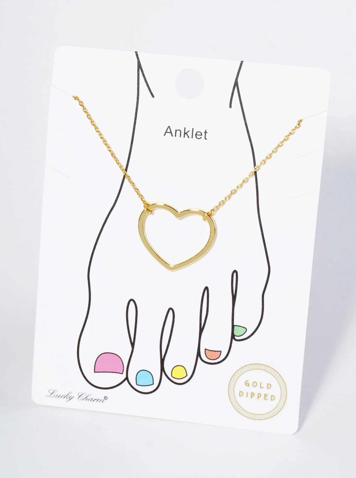 18K Gold Dipped Brass Heart Chain Anklet