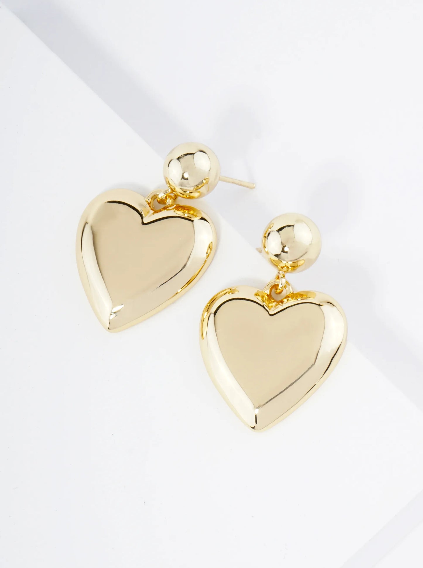18K Gold Dipped Brass Heart Drop Dangle Post Earrings