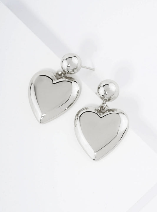 18K Gold Dipped Brass Heart Drop Dangle Post Earrings