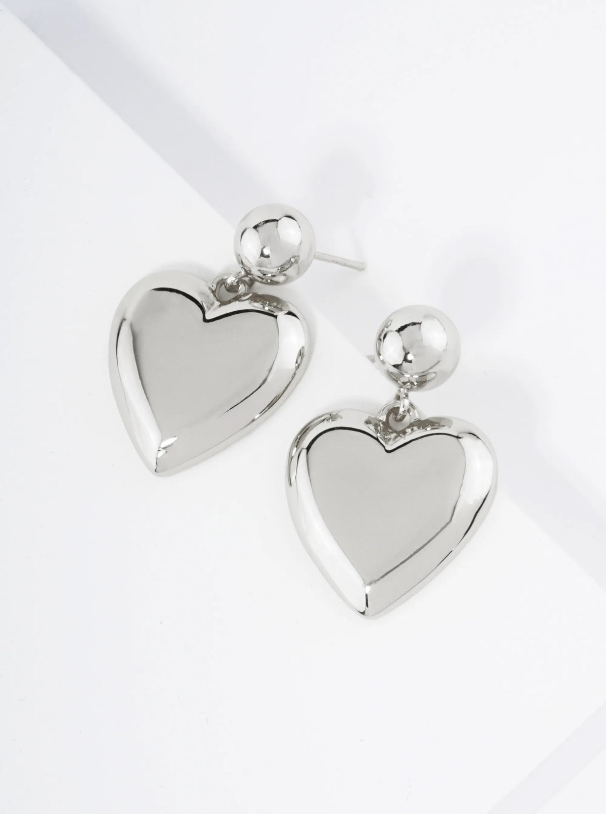 18K Gold Dipped Brass Heart Drop Dangle Post Earrings