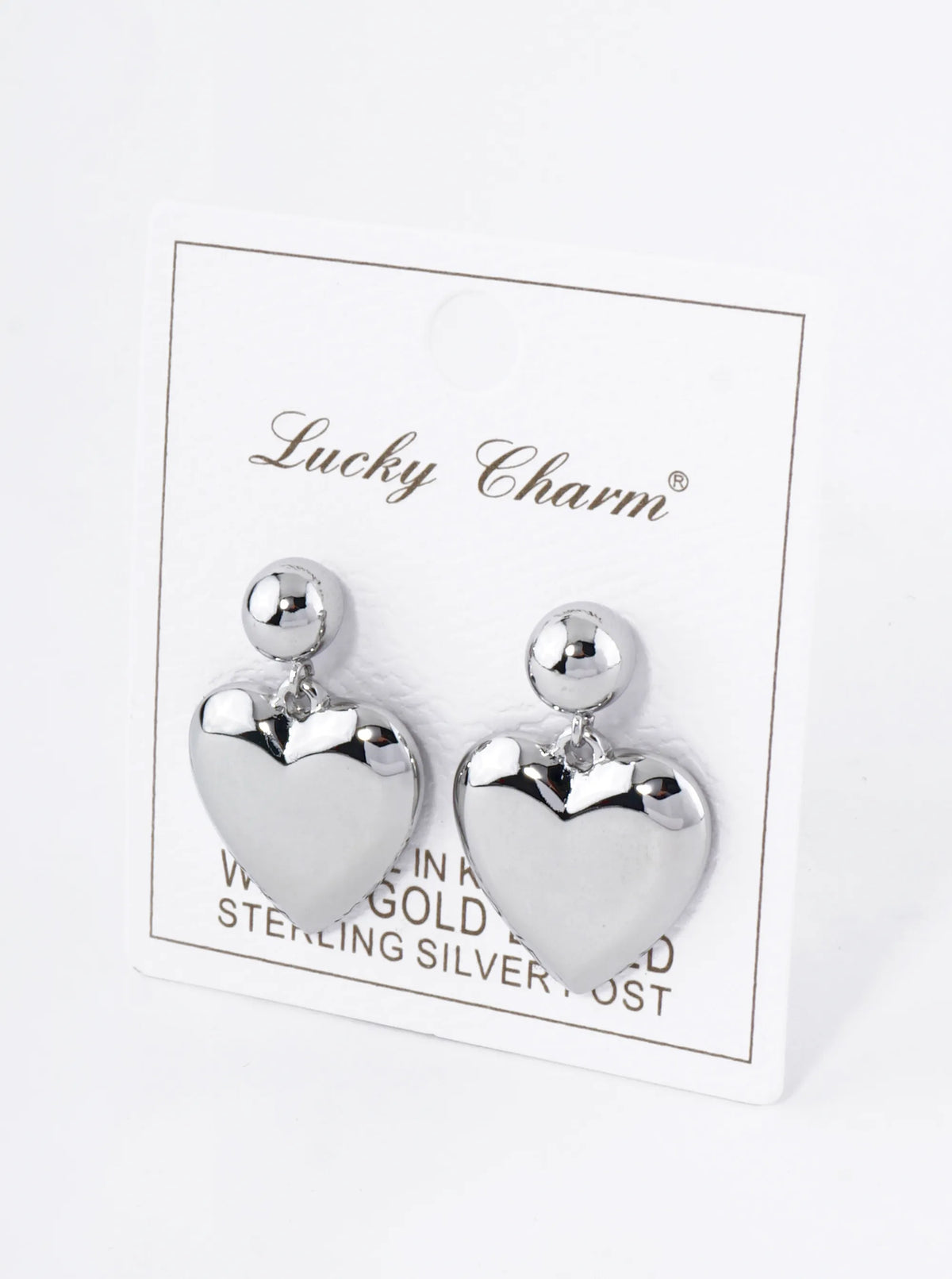 18K Gold Dipped Brass Heart Drop Dangle Post Earrings