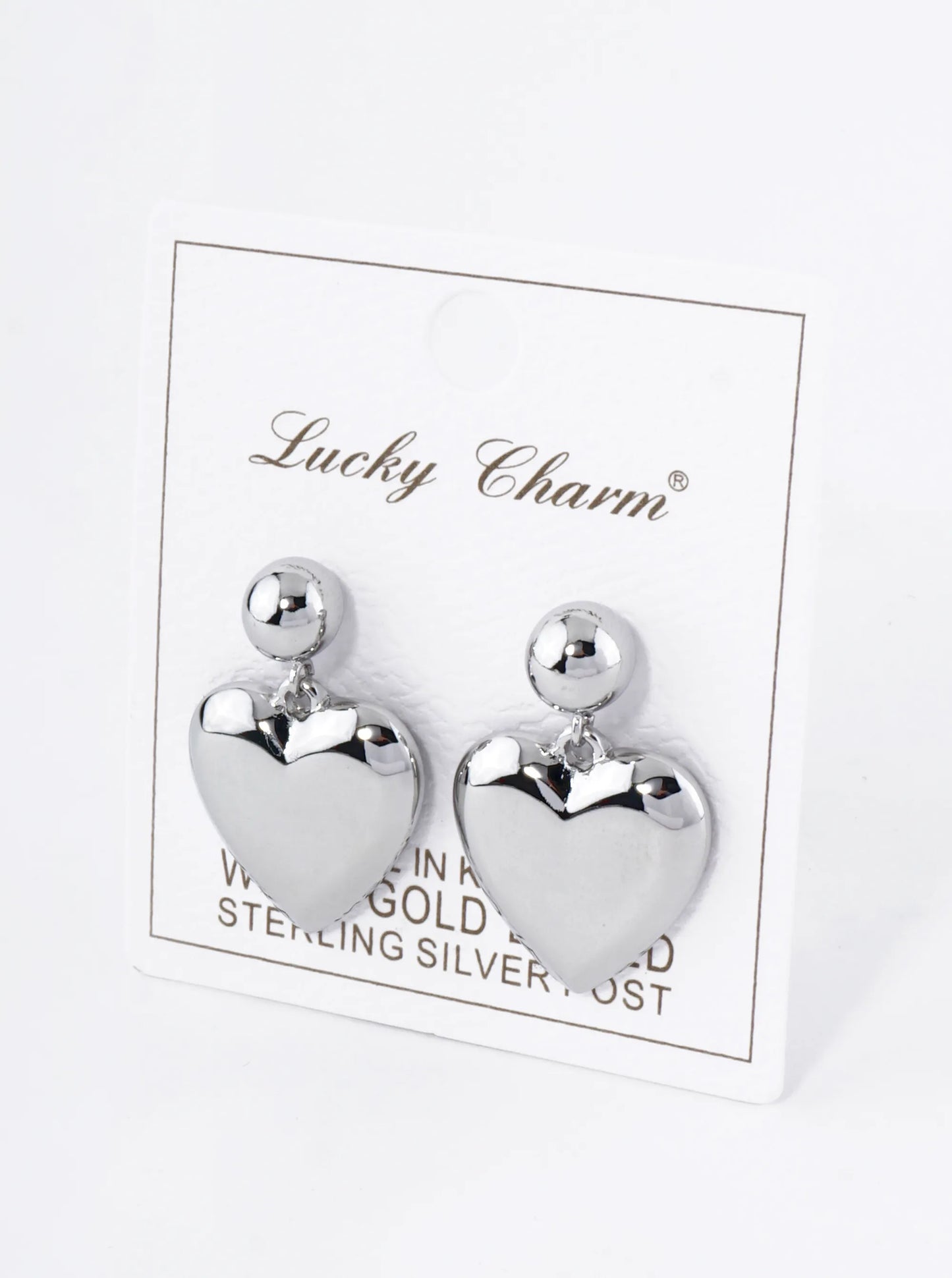 18K Gold Dipped Brass Heart Drop Dangle Post Earrings