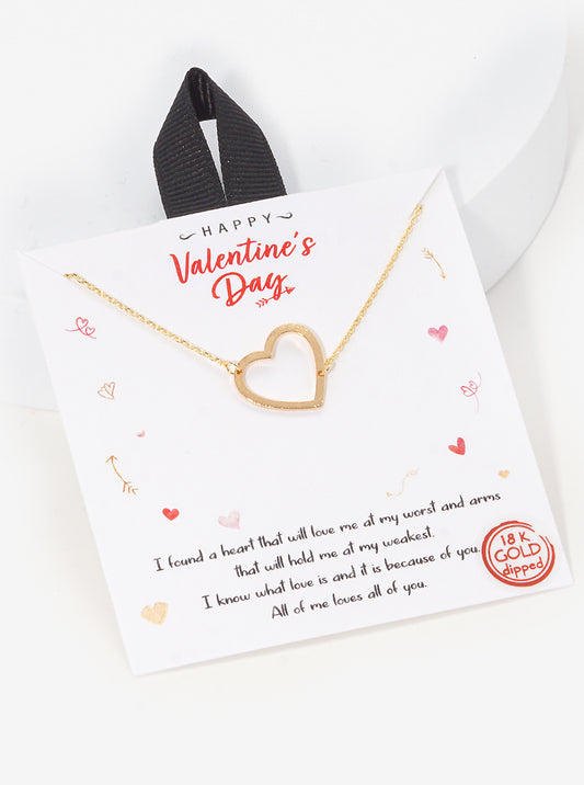 18K Gold Dipped Brass Heart Pendant Necklace