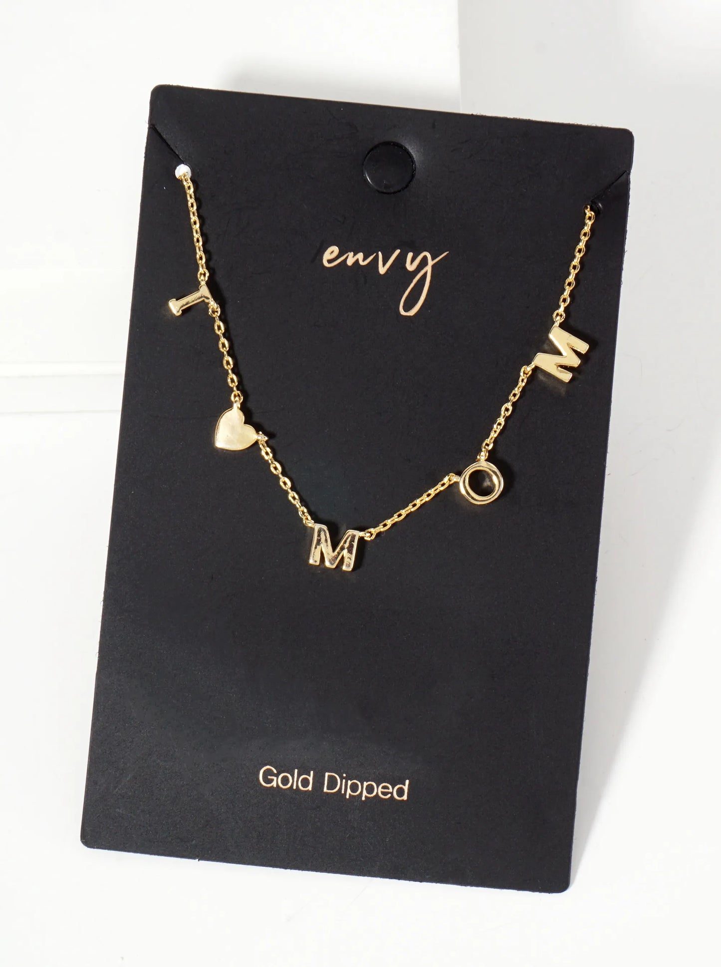 18K-Gold-Dipped Brass I-Love-Mom Spaced Word Necklace