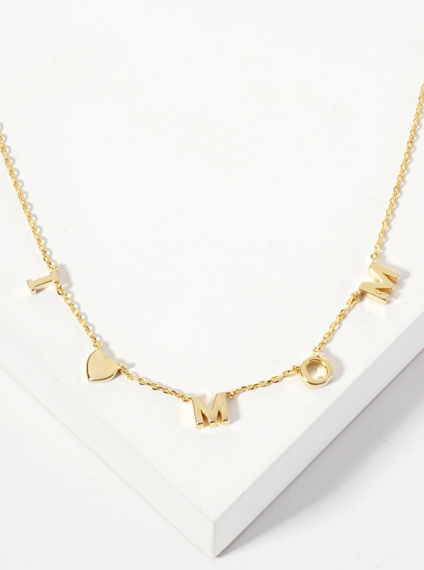 18K-Gold-Dipped Brass I-Love-Mom Spaced Word Necklace