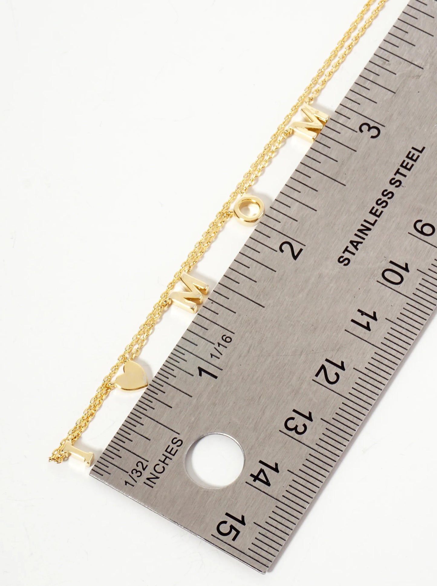 18K-Gold-Dipped Brass I-Love-Mom Spaced Word Necklace