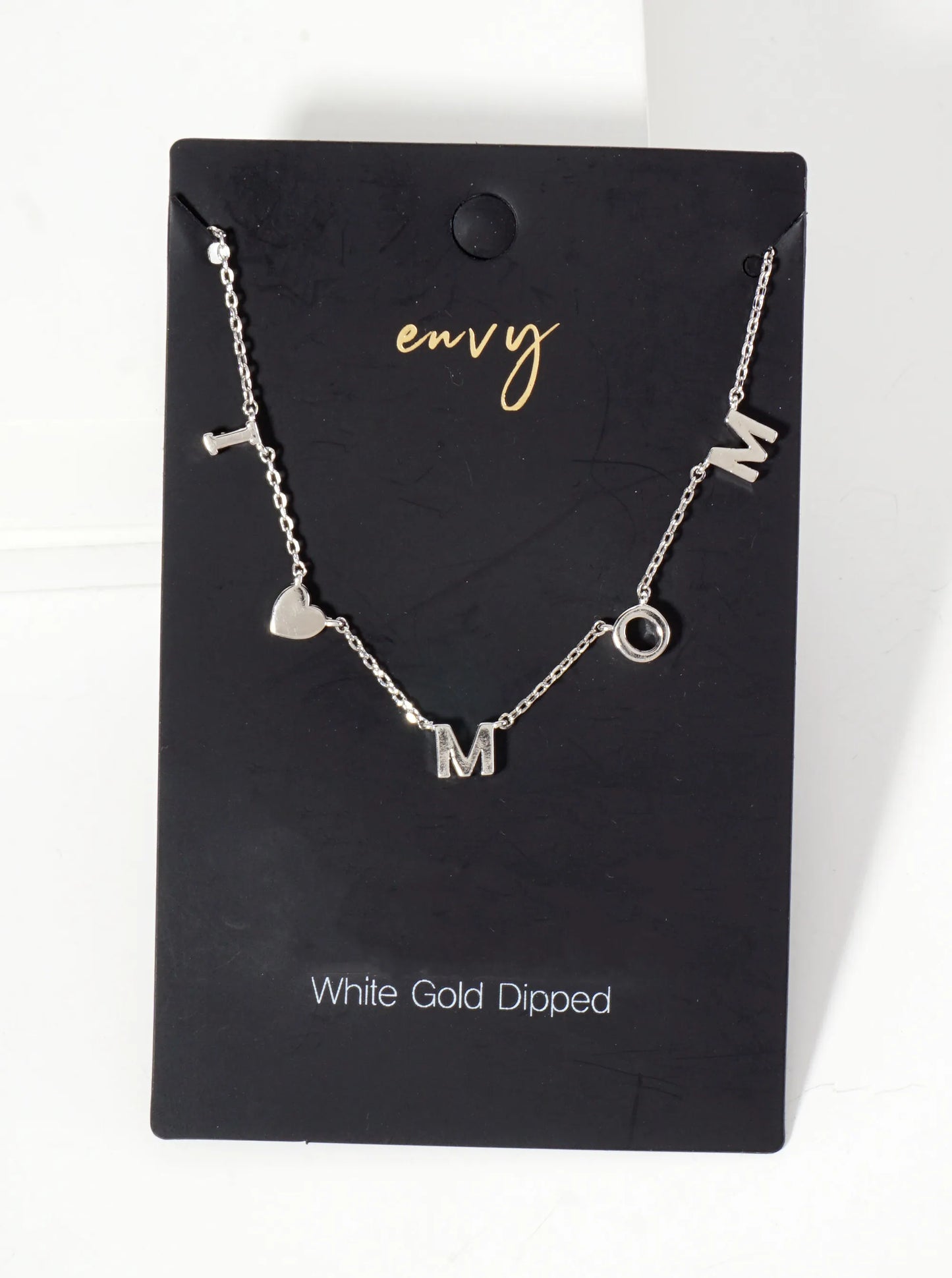 18K-Gold-Dipped Brass I-Love-Mom Spaced Word Necklace