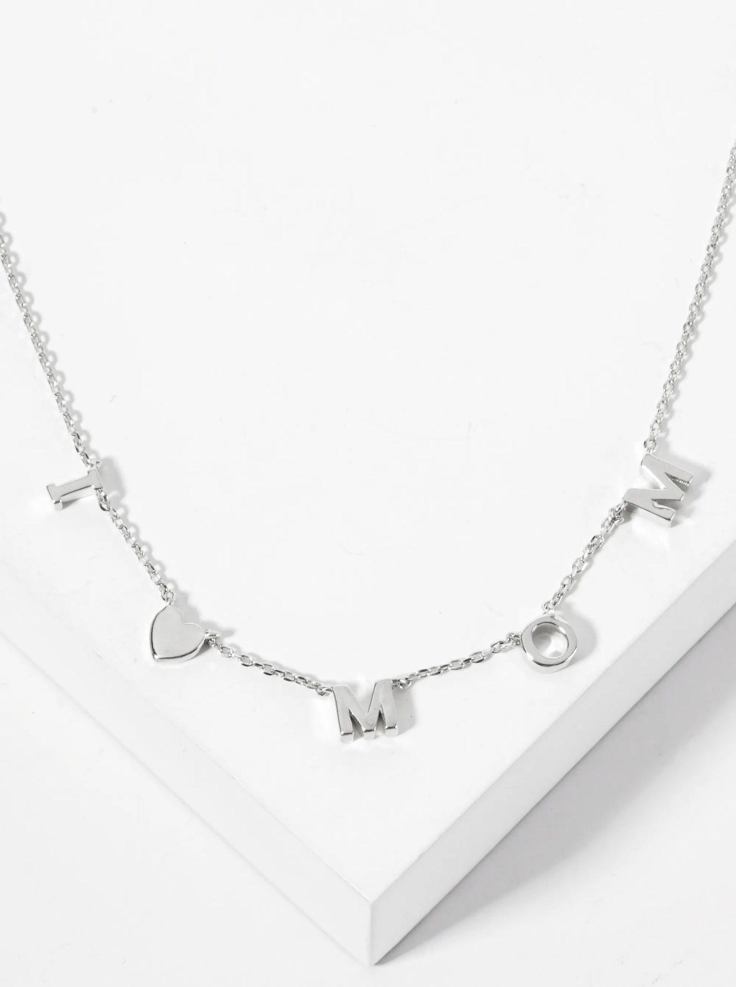 18K-Gold-Dipped Brass I-Love-Mom Spaced Word Necklace