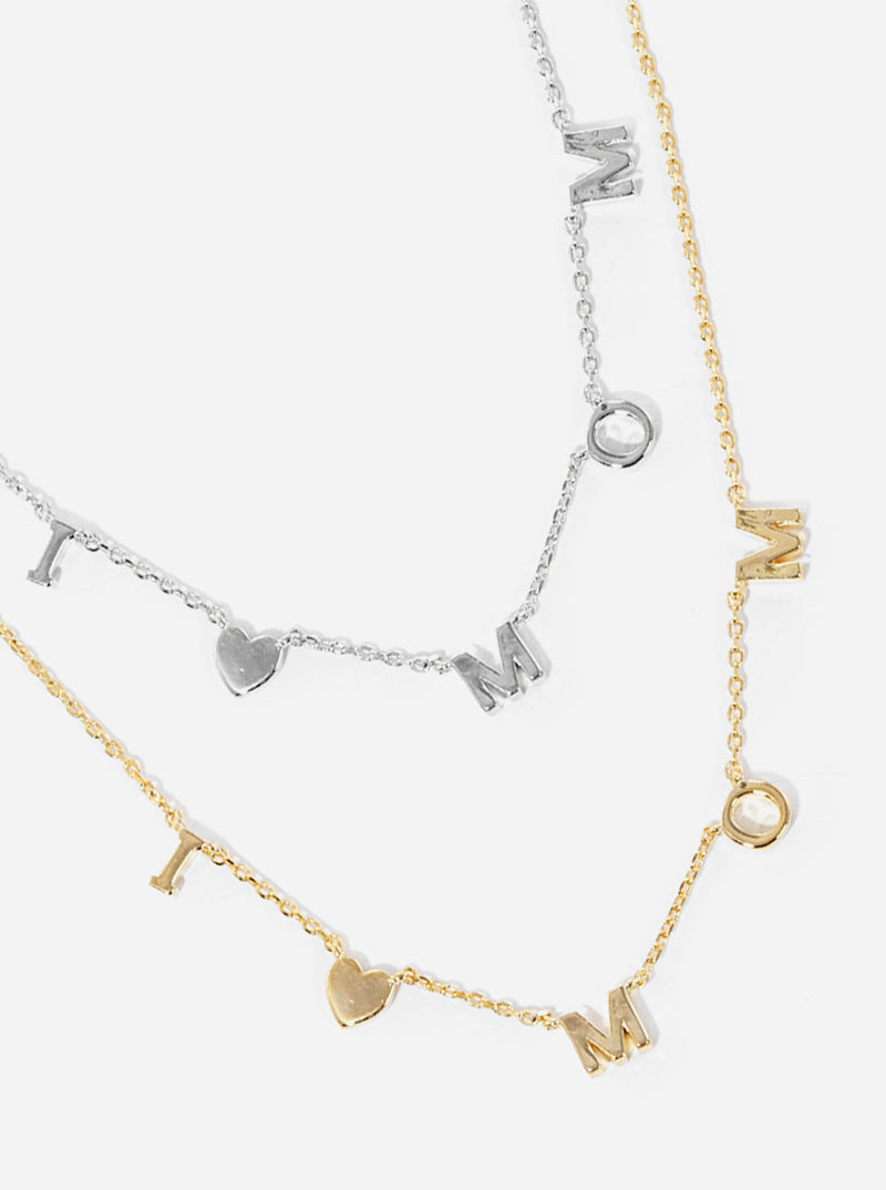 18K-Gold-Dipped Brass I-Love-Mom Spaced Word Necklace