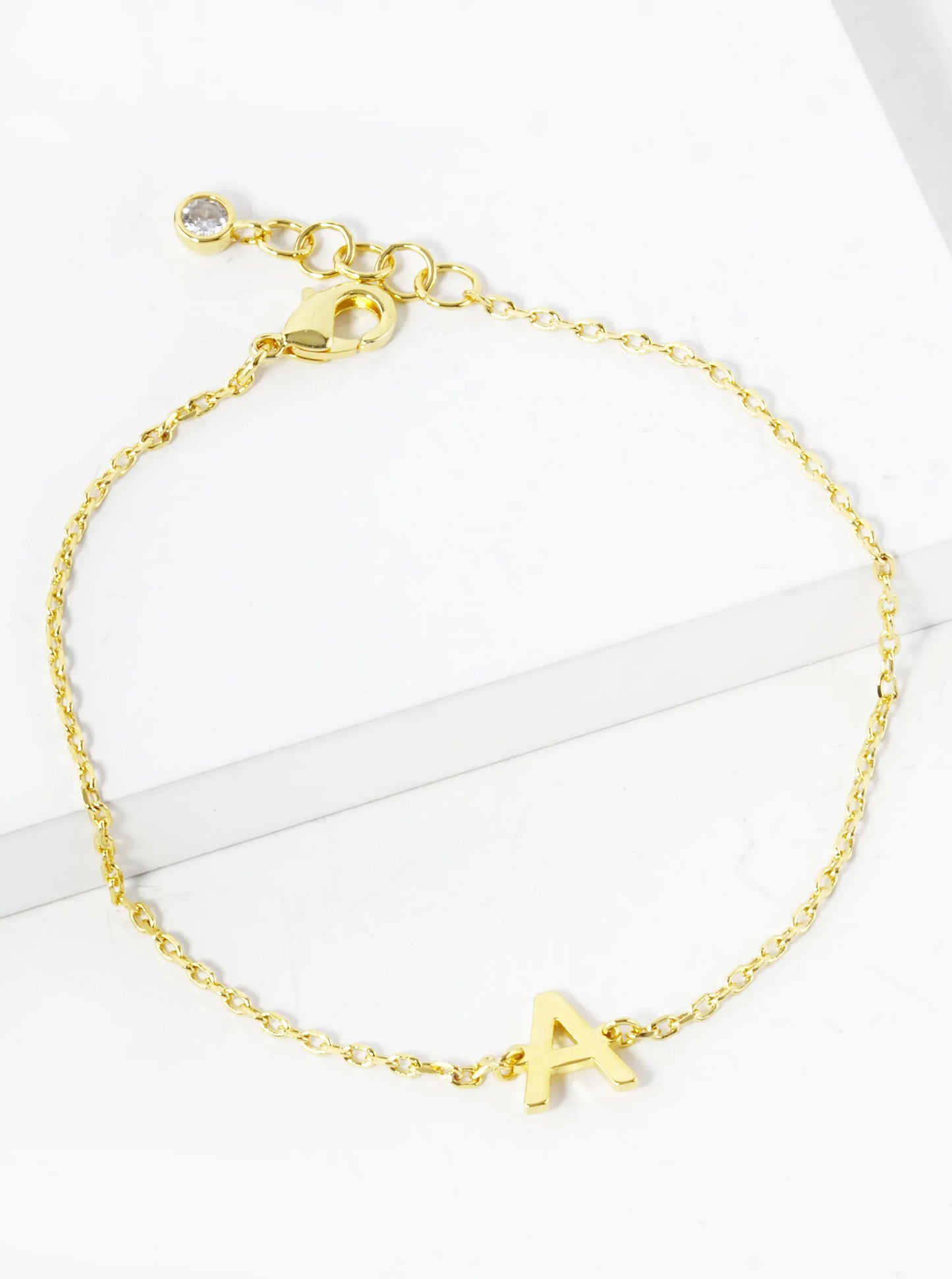 18K Gold Dipped Brass Initial Chain Bracelet