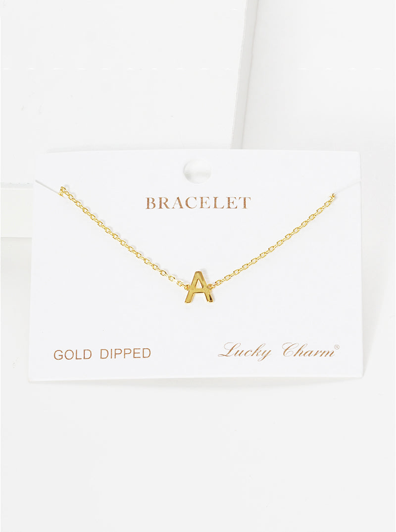 18K Gold Dipped Brass Initial Chain Bracelet