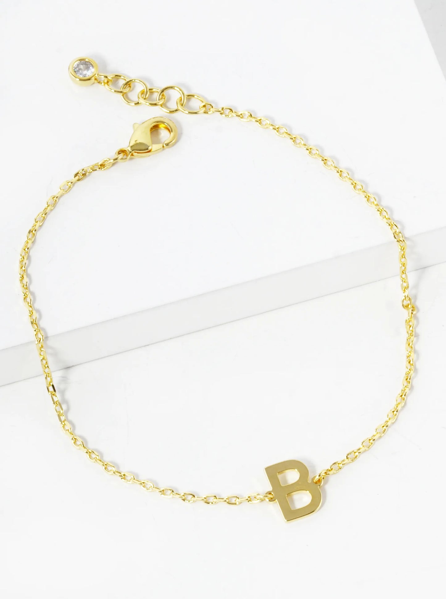 18K Gold Dipped Brass Initial Chain Bracelet