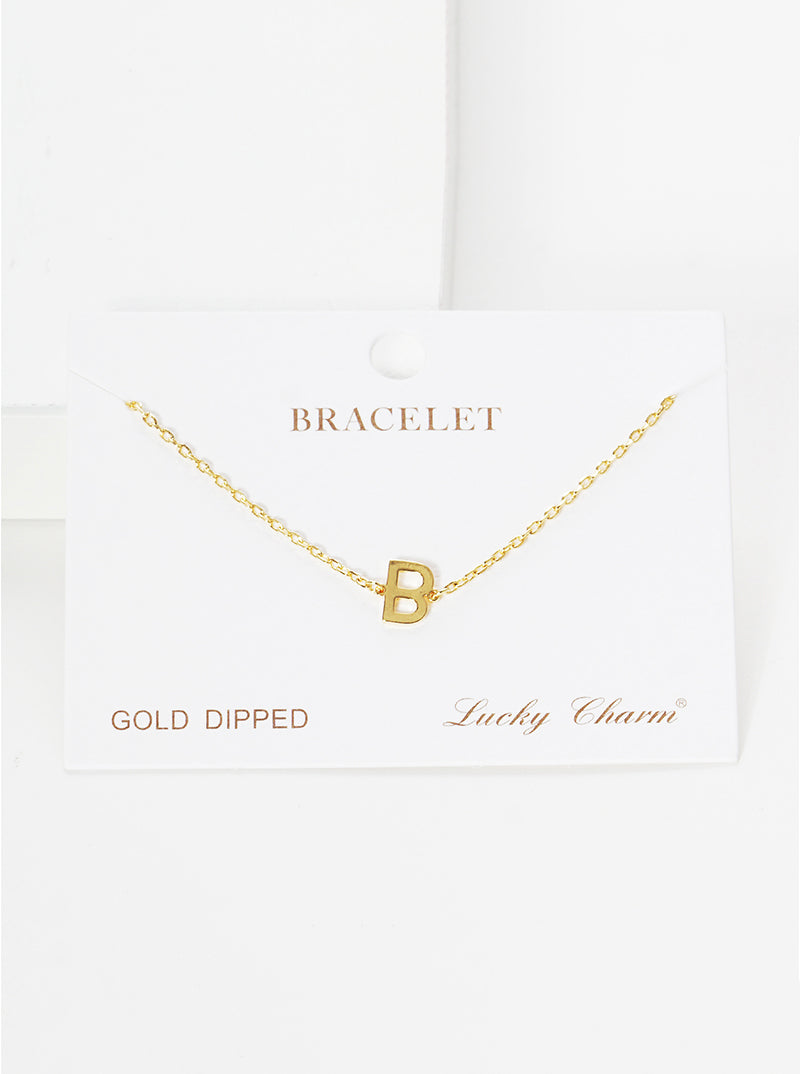 18K Gold Dipped Brass Initial Chain Bracelet