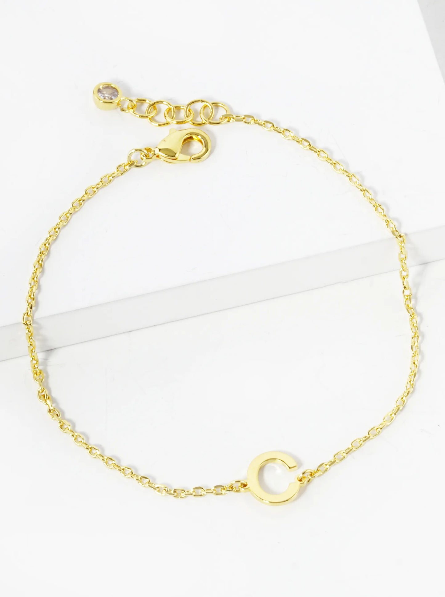 18K Gold Dipped Brass Initial Chain Bracelet