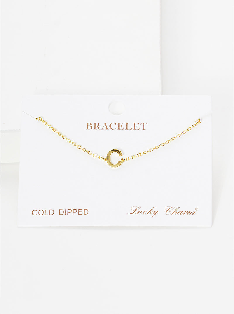 18K Gold Dipped Brass Initial Chain Bracelet