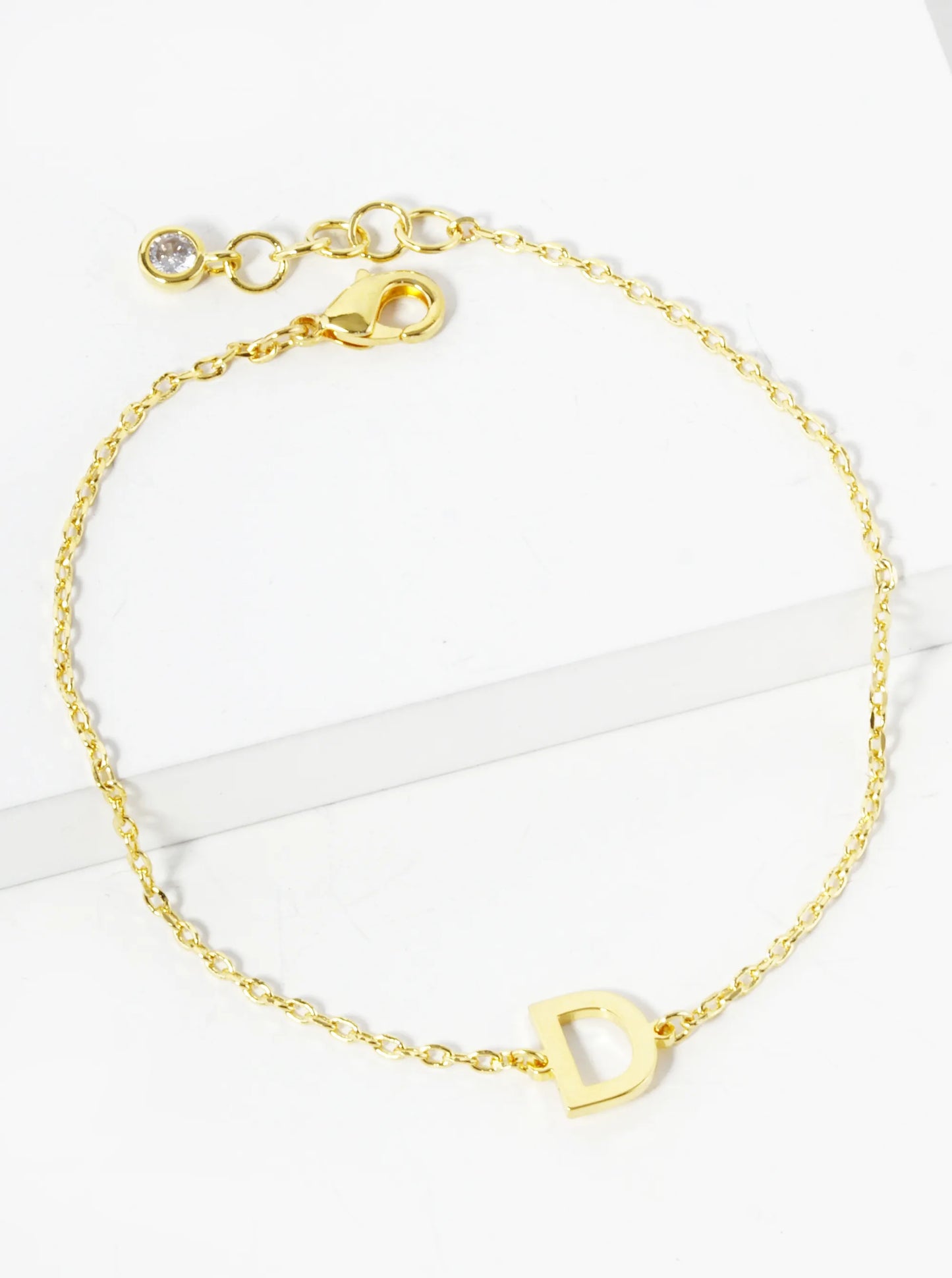 18K Gold Dipped Brass Initial Chain Bracelet