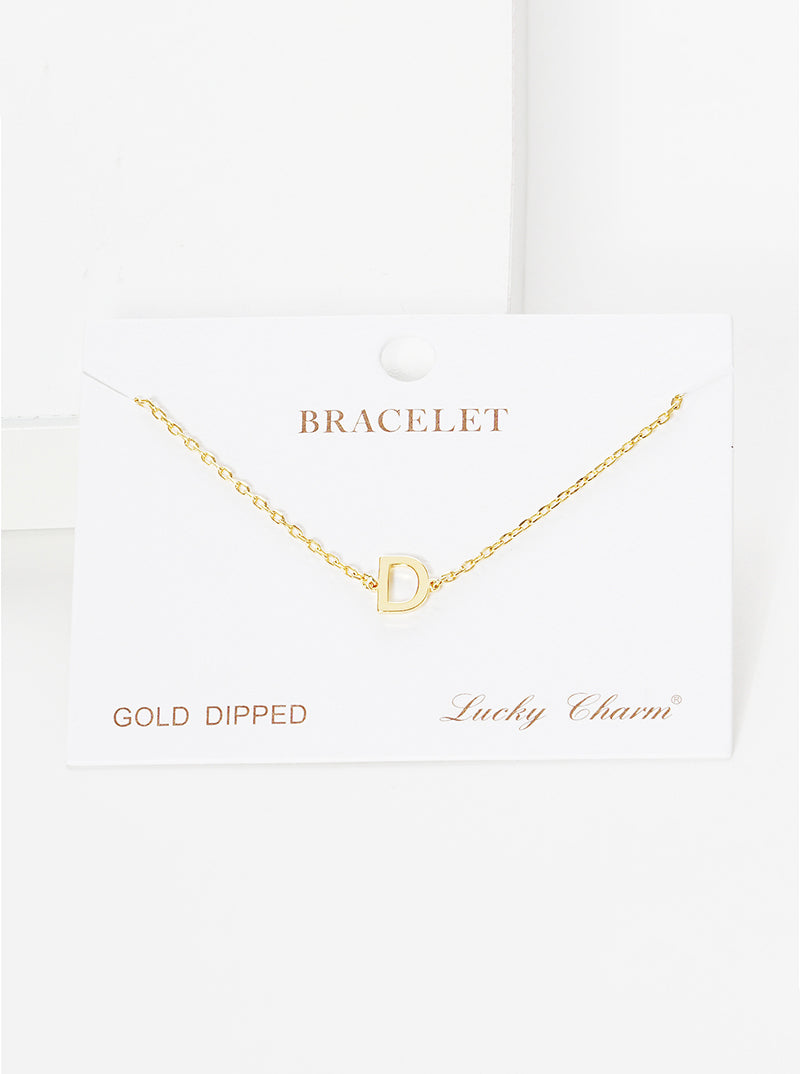 18K Gold Dipped Brass Initial Chain Bracelet
