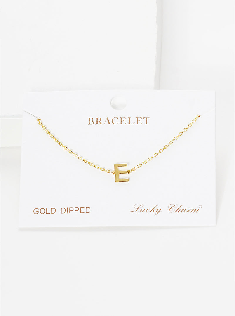 18K Gold Dipped Brass Initial Chain Bracelet