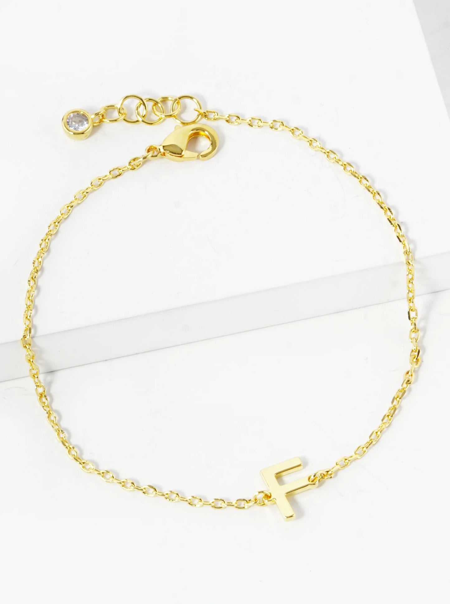 18K Gold Dipped Brass Initial Chain Bracelet