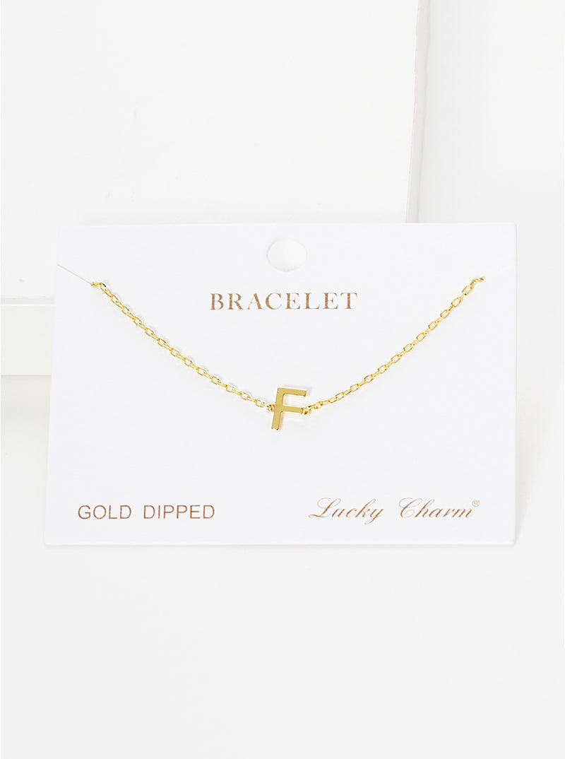 18K Gold Dipped Brass Initial Chain Bracelet