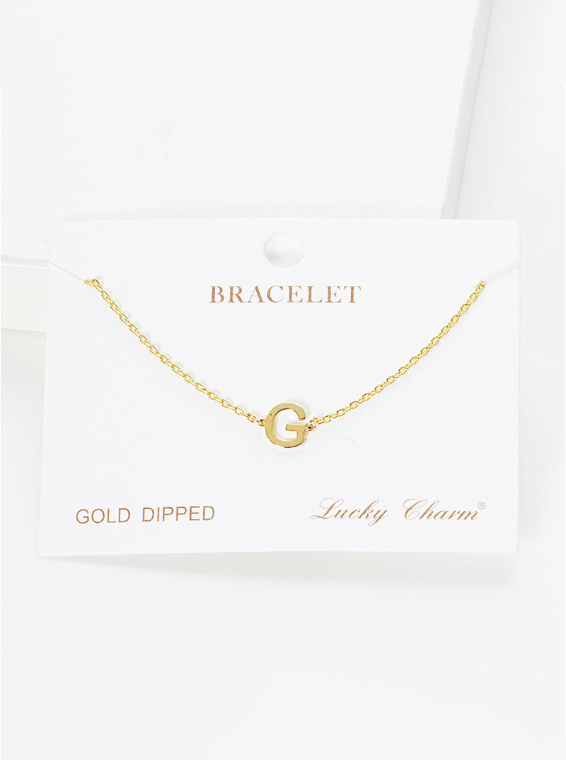 18K Gold Dipped Brass Initial Chain Bracelet