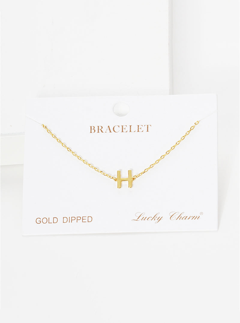 18K Gold Dipped Brass Initial Chain Bracelet