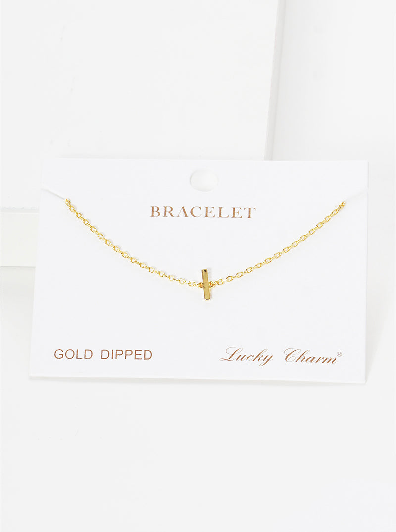18K Gold Dipped Brass Initial Chain Bracelet