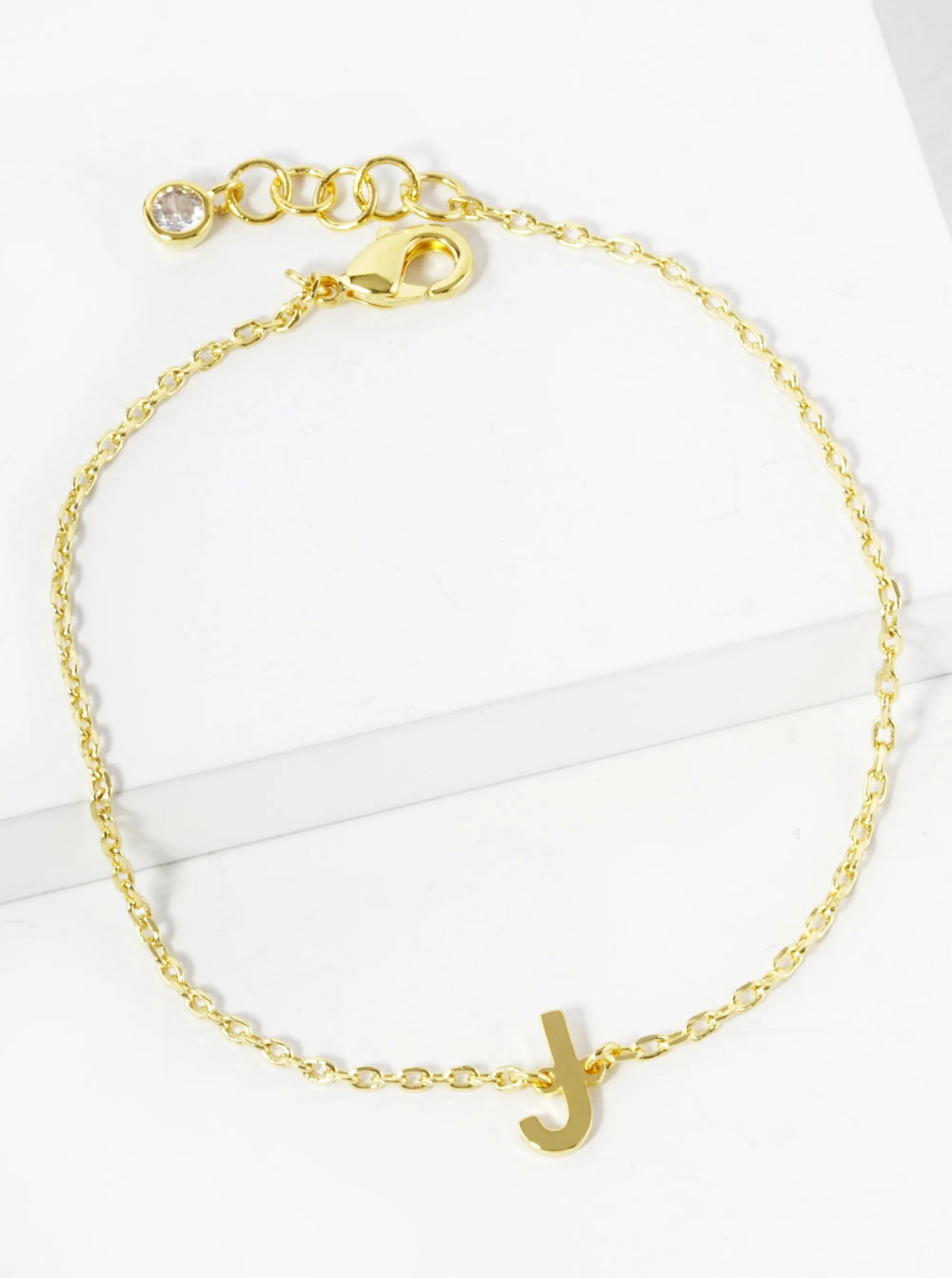 18K Gold Dipped Brass Initial Chain Bracelet