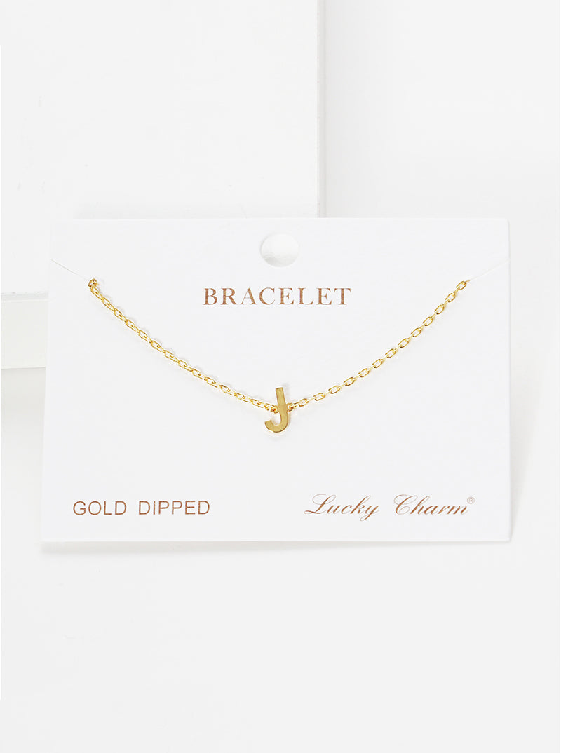 18K Gold Dipped Brass Initial Chain Bracelet