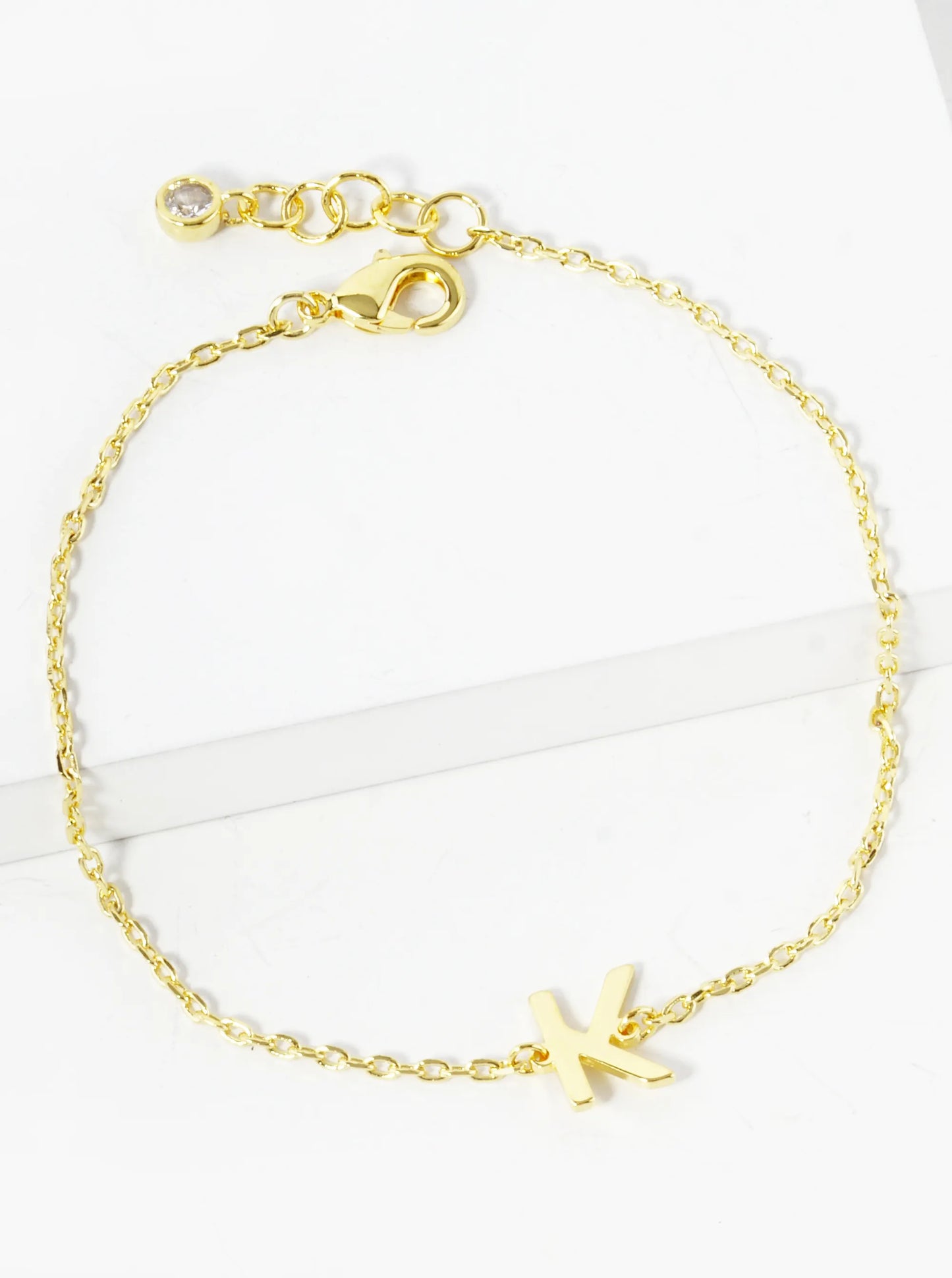 18K Gold Dipped Brass Initial Chain Bracelet