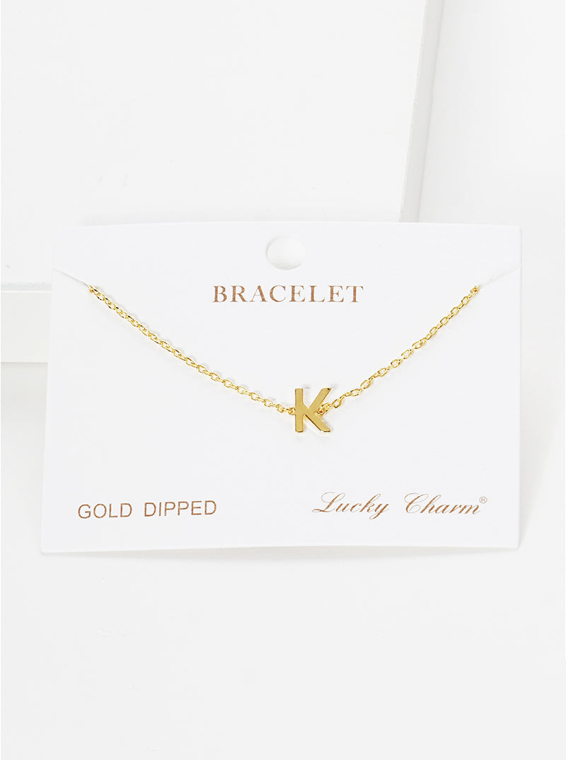 18K Gold Dipped Brass Initial Chain Bracelet