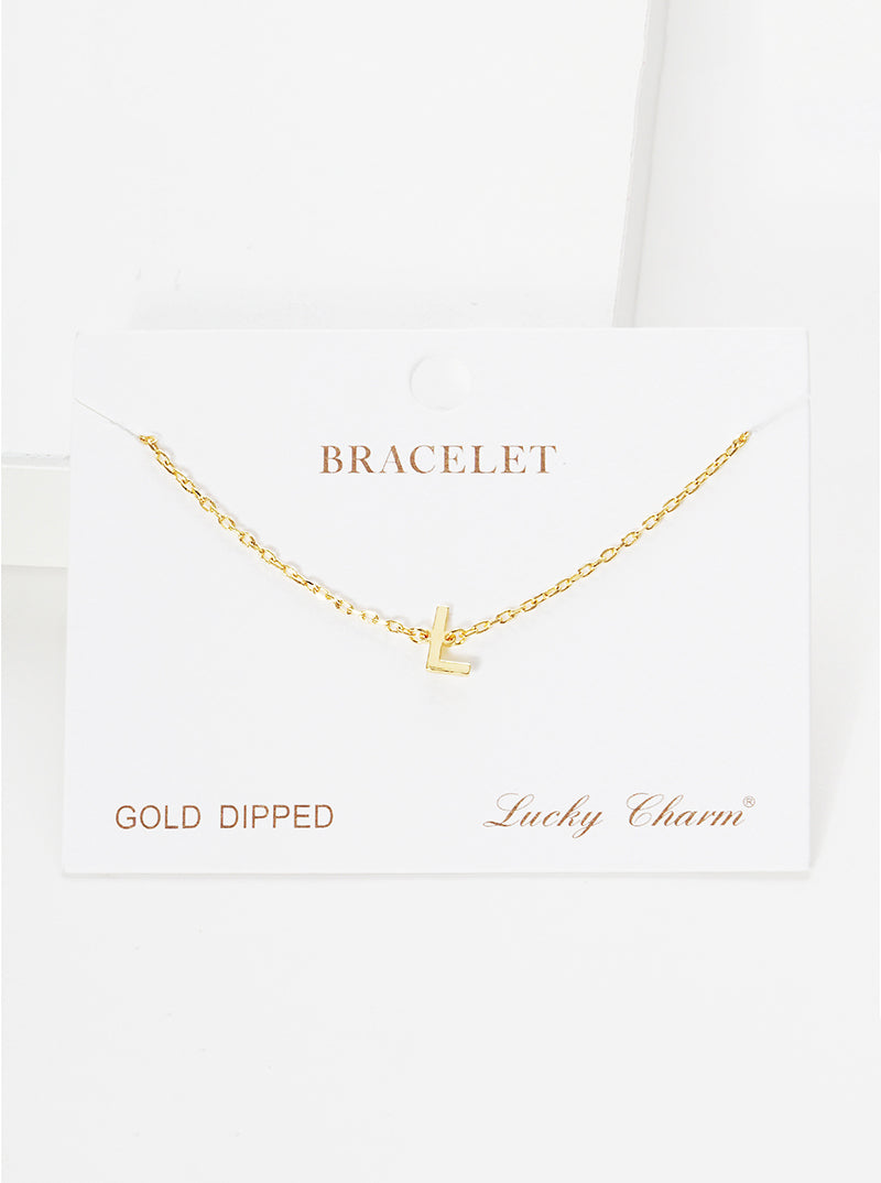 18K Gold Dipped Brass Initial Chain Bracelet