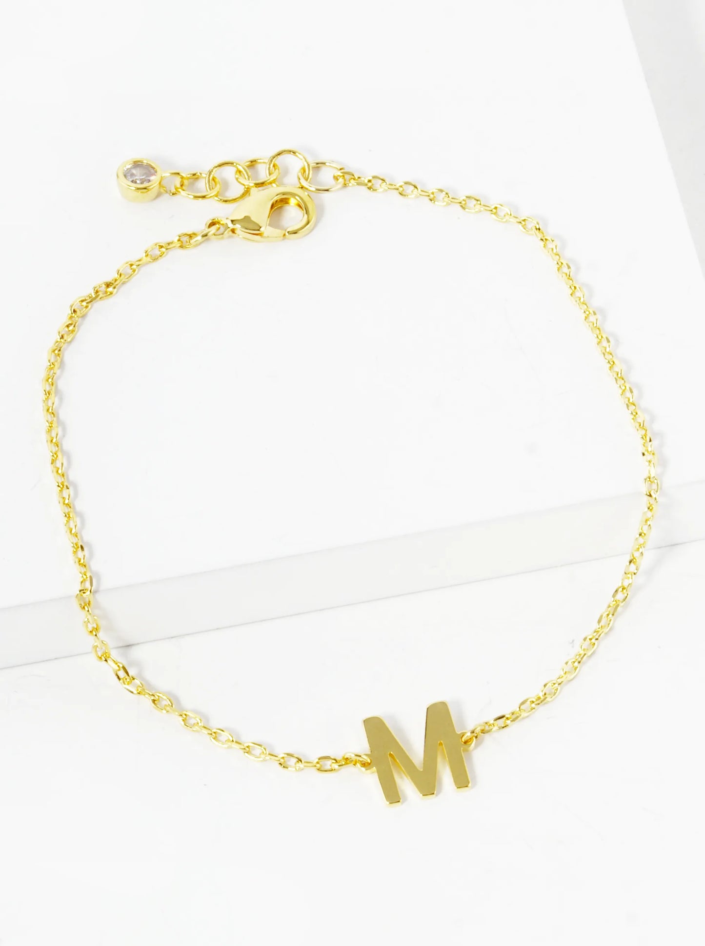18K Gold Dipped Brass Initial Chain Bracelet