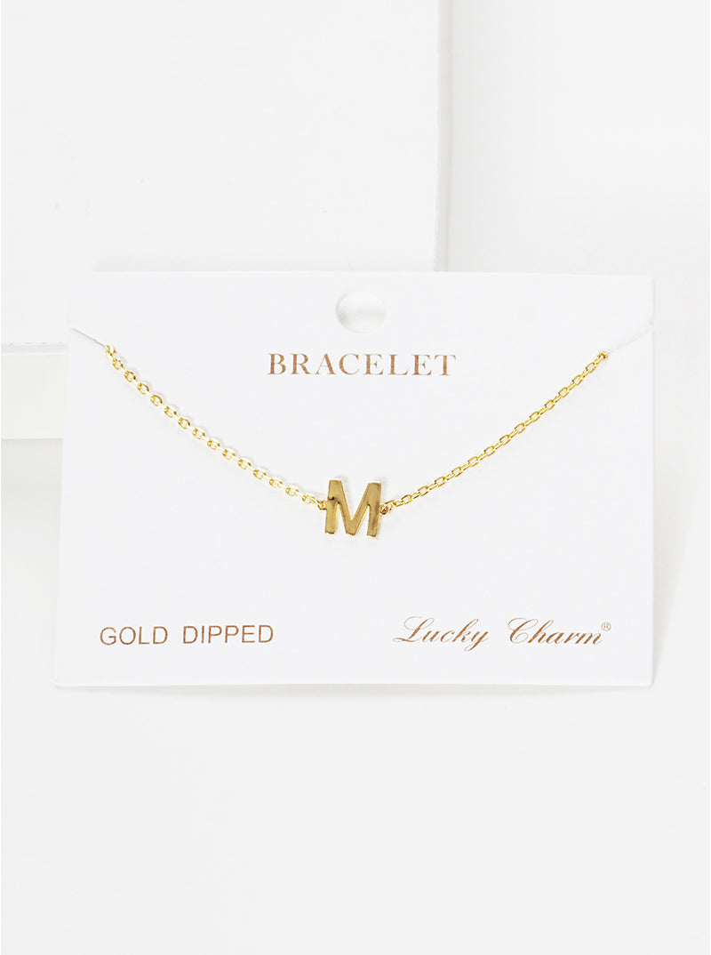 18K Gold Dipped Brass Initial Chain Bracelet
