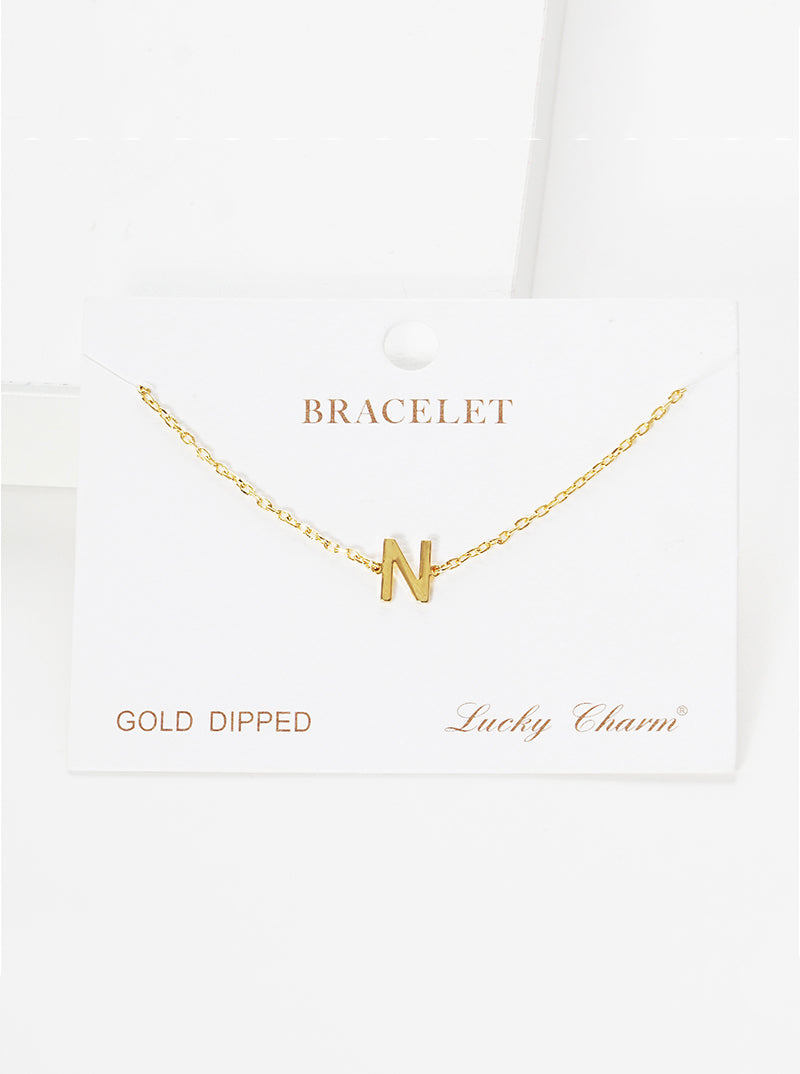 18K Gold Dipped Brass Initial Chain Bracelet