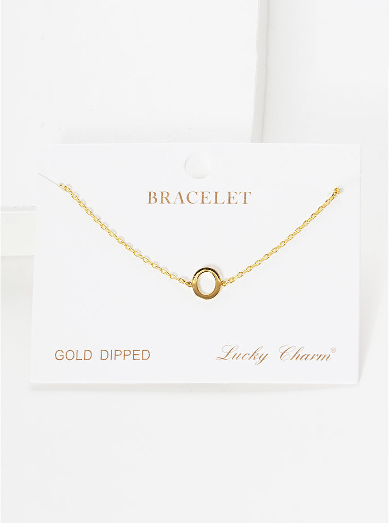 18K Gold Dipped Brass Initial Chain Bracelet