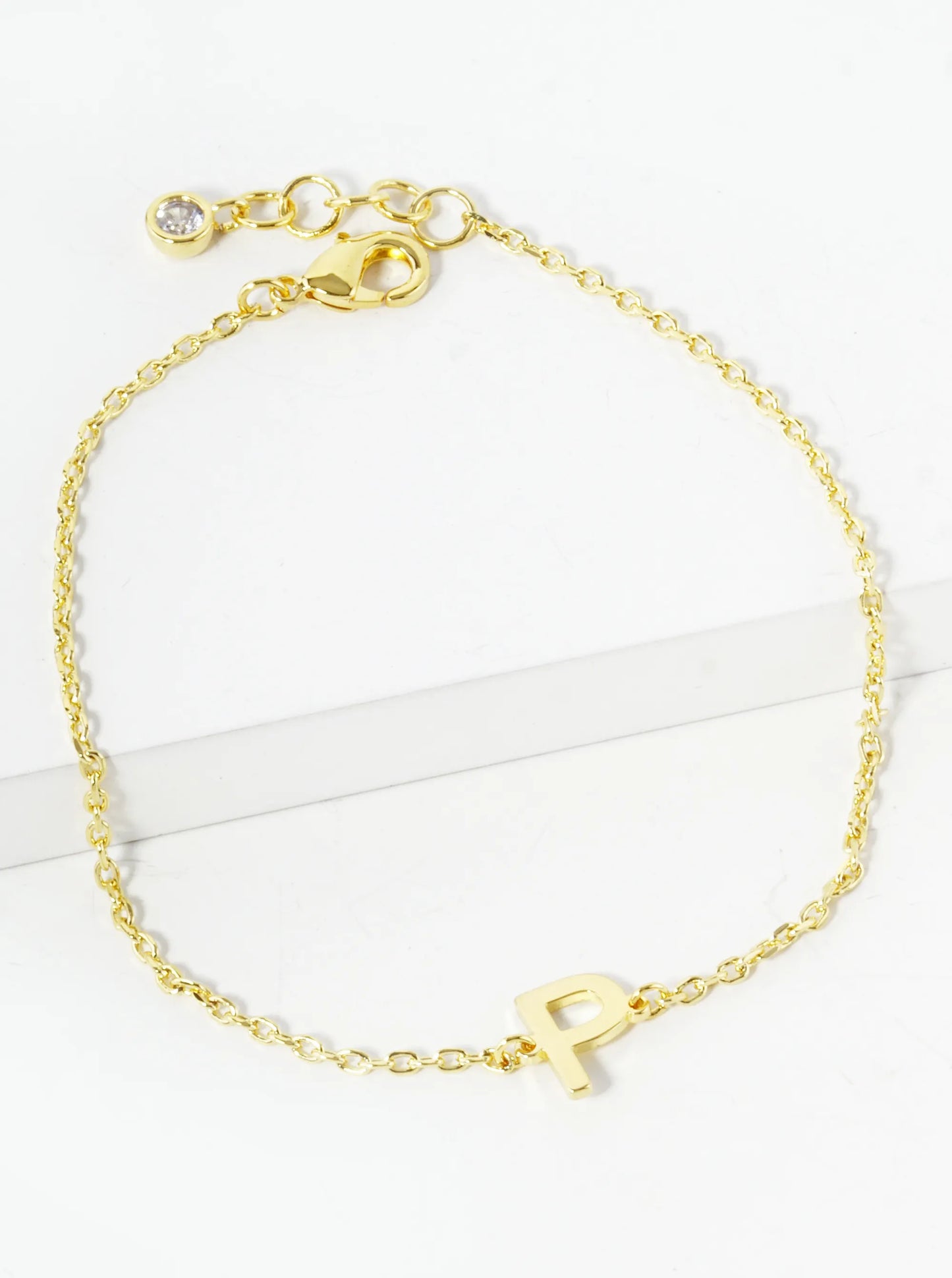 18K Gold Dipped Brass Initial Chain Bracelet