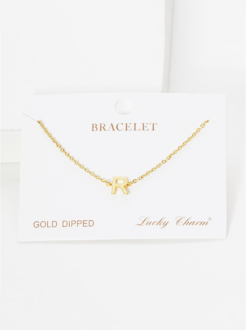 18K Gold Dipped Brass Initial Chain Bracelet