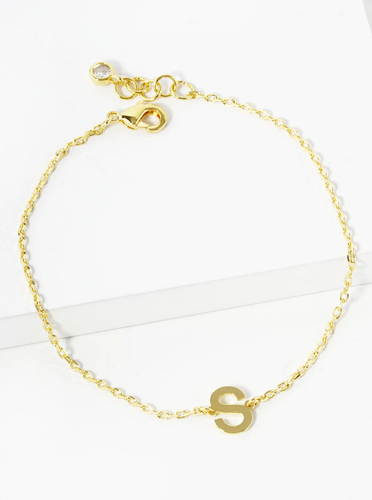 18K Gold Dipped Brass Initial Chain Bracelet