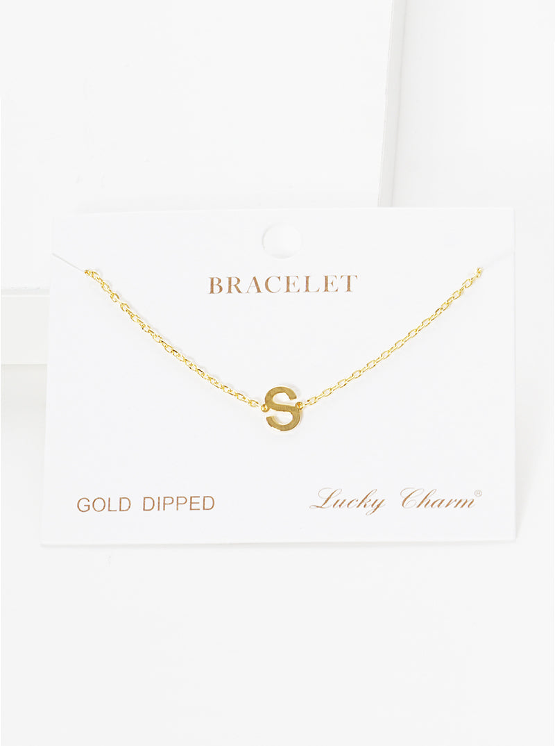 18K Gold Dipped Brass Initial Chain Bracelet
