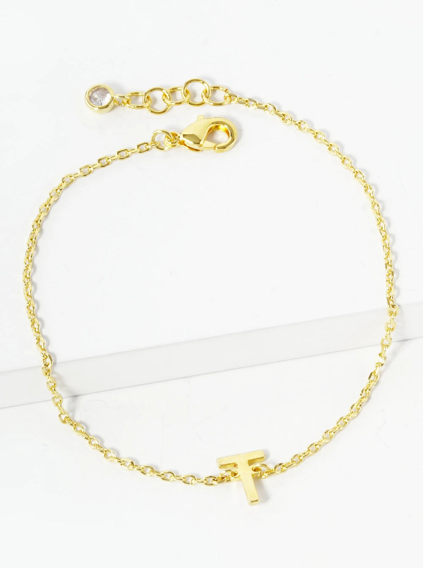 18K Gold Dipped Brass Initial Chain Bracelet
