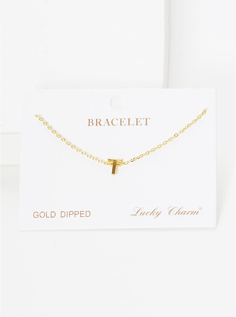 18K Gold Dipped Brass Initial Chain Bracelet