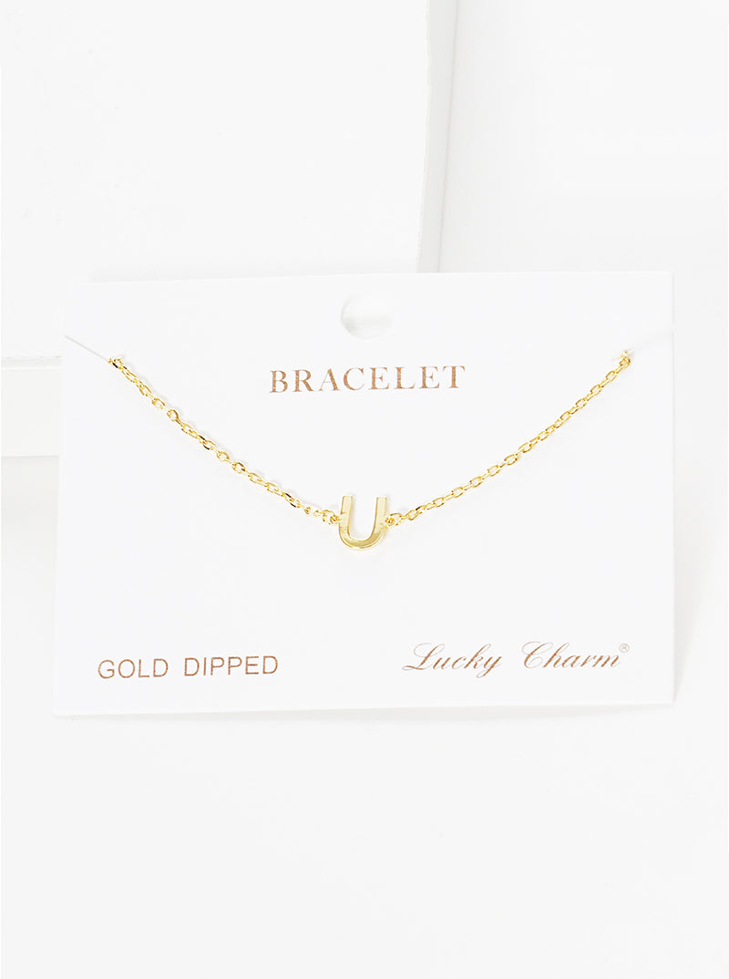 18K Gold Dipped Brass Initial Chain Bracelet