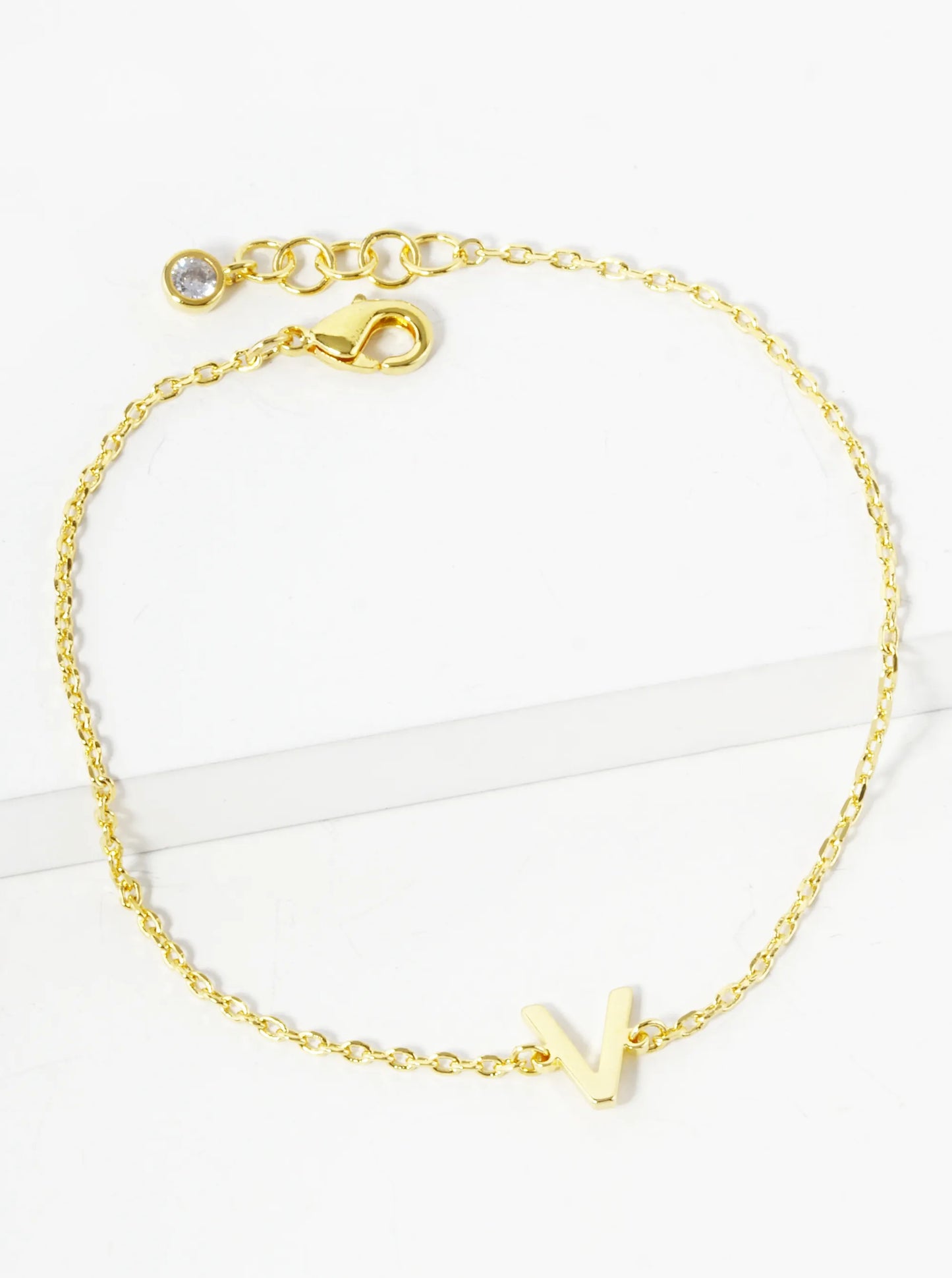 18K Gold Dipped Brass Initial Chain Bracelet