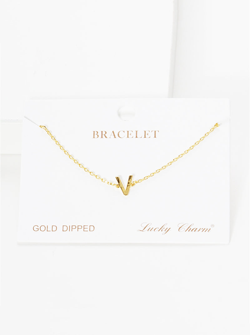 18K Gold Dipped Brass Initial Chain Bracelet