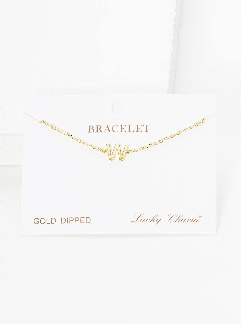 18K Gold Dipped Brass Initial Chain Bracelet